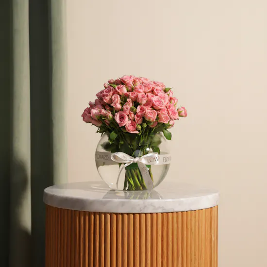 Pink Baby Rose Vase | 35 Flowers