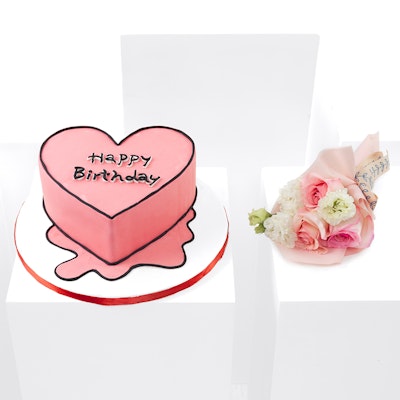 Floward Birthday Pink Cake | Soft Blooms