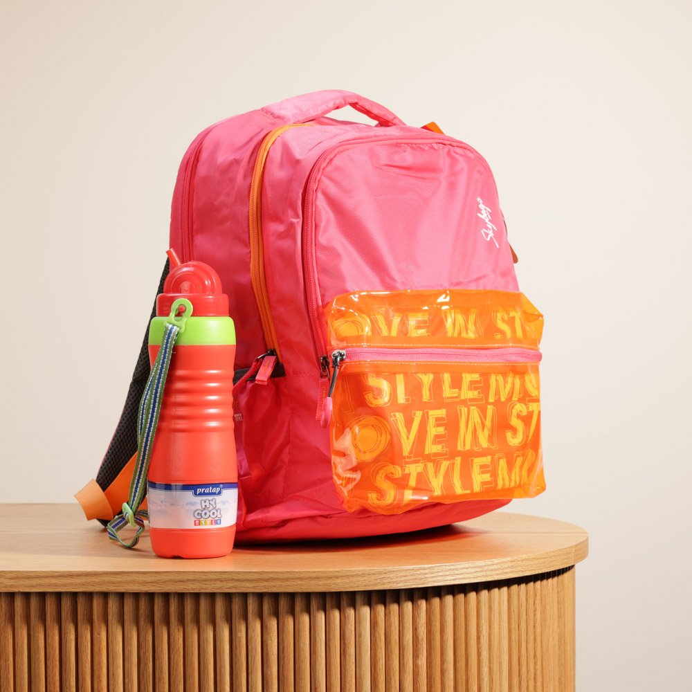 Back to School Pink Backpack & Bottle Set
