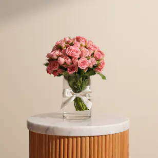 Delicate Pink Baby Roses Vase