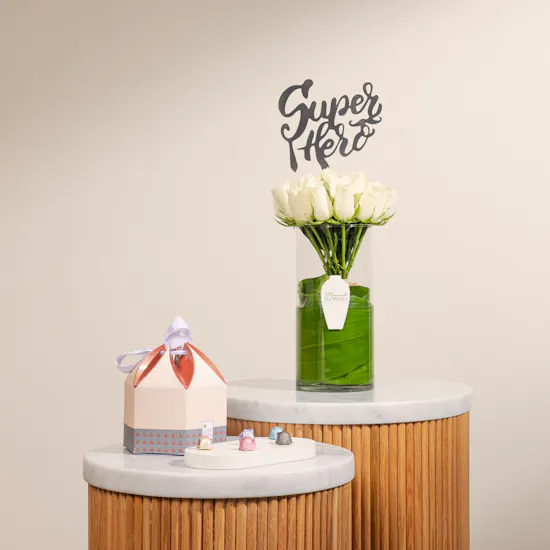 Shan Shal Chocolate Box | White Rose Vase