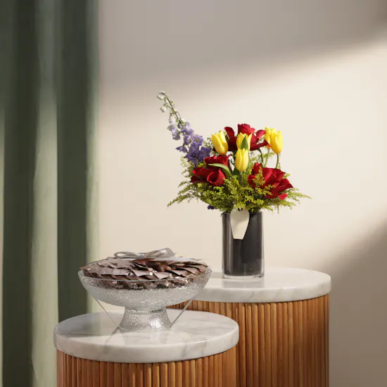 Abucci Pistachio Kunafa Chocolate Tray | Heartwarming Flower Box