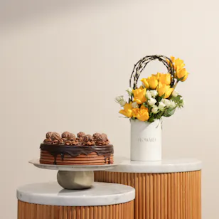 Helen's Bakery Cake | Springtime Delight Flowers Arrangement