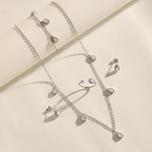 Alvira Teardrop White Gold Plated Jewelry Set