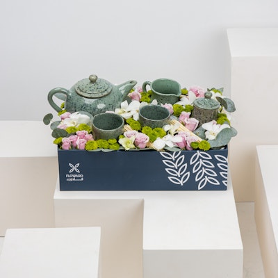 Ellie Home Galactic Tea Set Green with Flowers