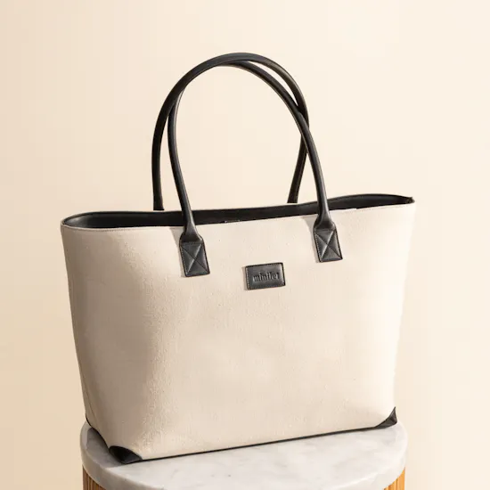 Minilet Black x Off-white Leather Canvas Bag for Women