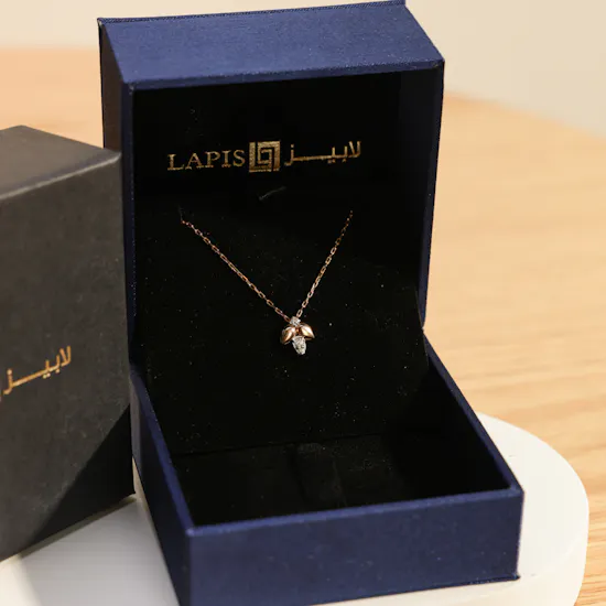 Lapis Diamond White and Rose Gold Pendant Necklace