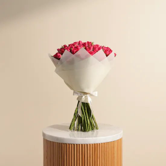 Radiant Fuchsia Baby Rose Bouquet | 50 Flowers