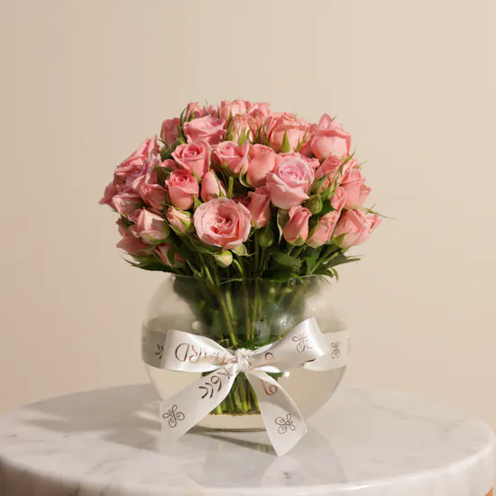 Pink Baby Roses Vase | 18 Flowers