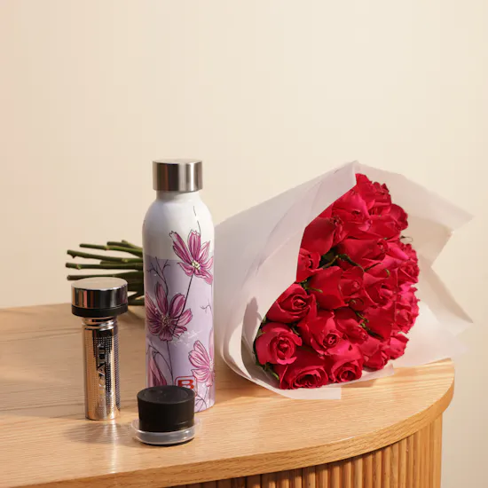 Bugatti Lilies Thermal Bottle Set | Beautiful Roses Bouquet