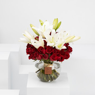 Roses & Lilies | Glass Vase