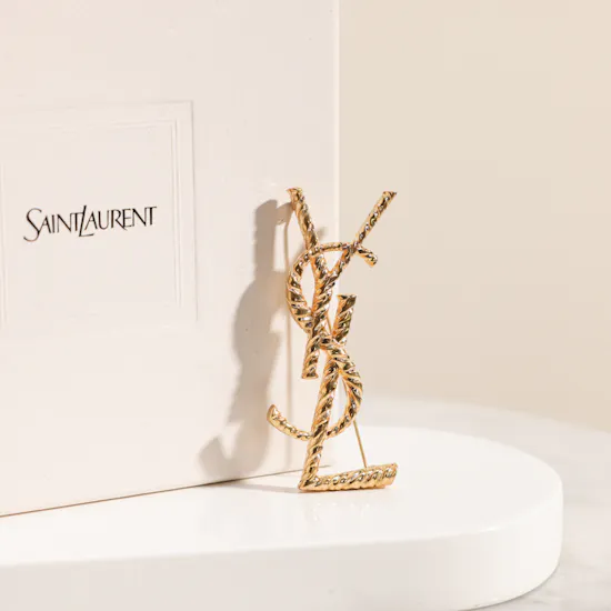 Saint Laurent Cassandre Brooch with Twisted Stripe Texture
