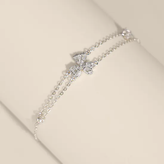 Hilia Double Layered Zircon and Silver Women's Bracelet