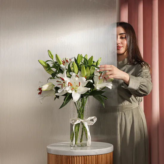 Forever White Lily Love Vase