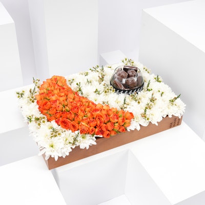 Ramadan Crescent with Flowers & Chocolate 