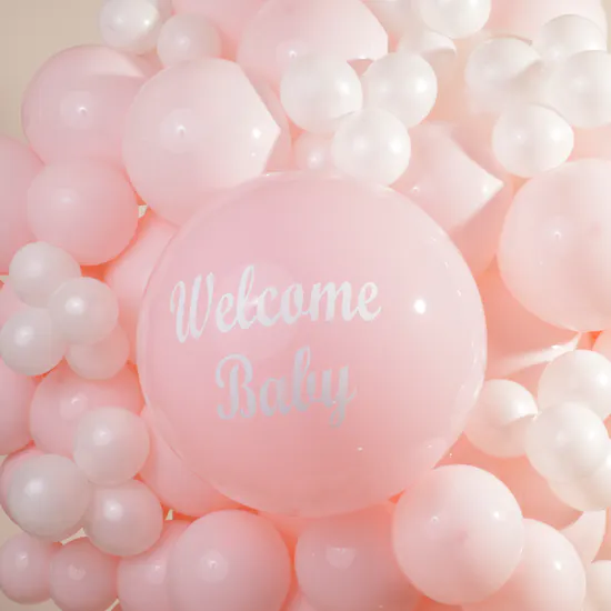 Balloonizer Welcome Baby Girl Balloons & Teddy Bear Set