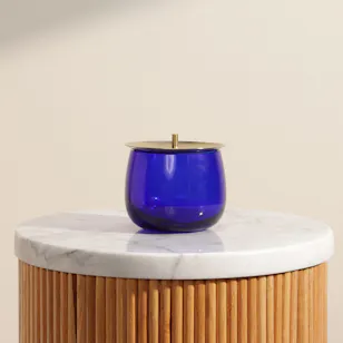 Nude Beret Storage Blue Box with Brass Lid 