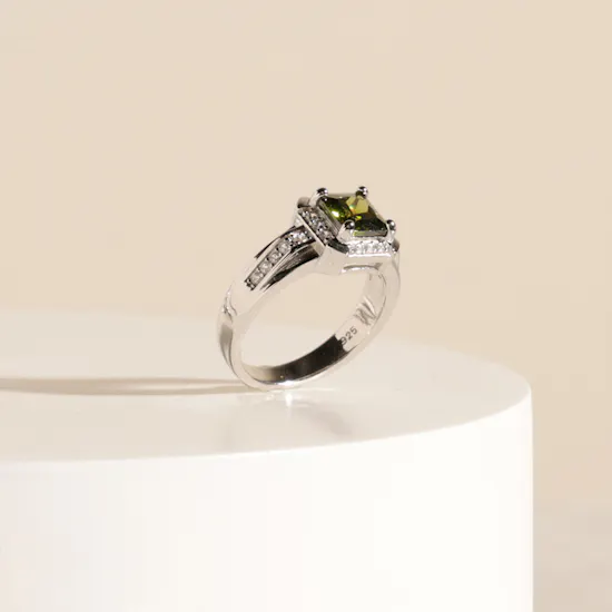 Floward Silver Geometric Jewelry Set | Olive Stones