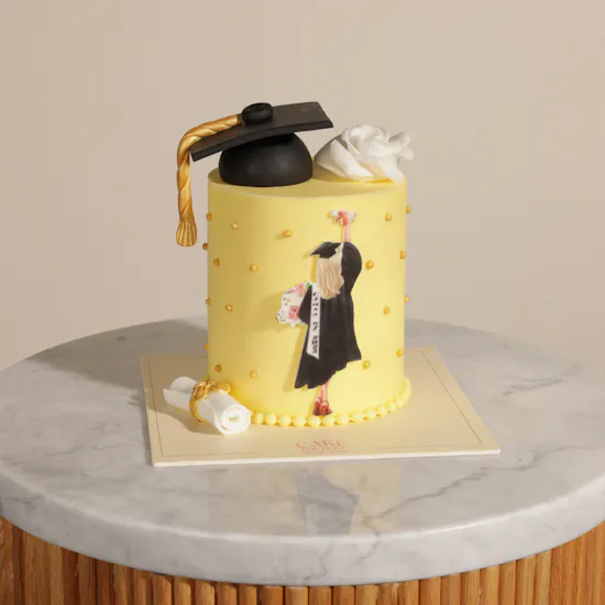 Cake Boutique Graduation Cake | Elegant White Rose Bouquet