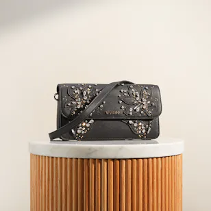 Guess Sadie Flap Black Shoulder Bag