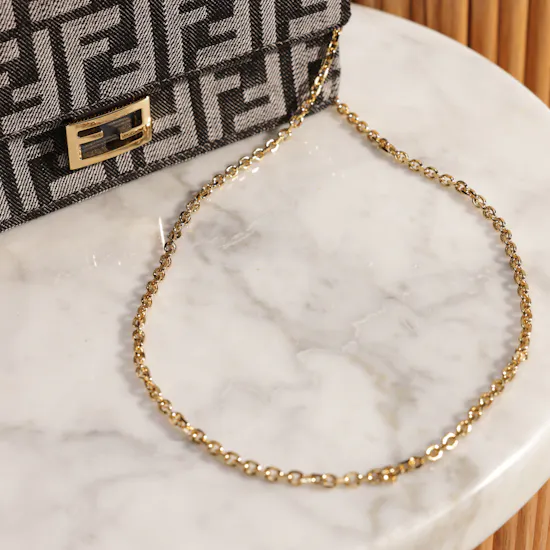 Fendi Blue Denim-Effect FF Jacquard Wallet On Chain Baguette