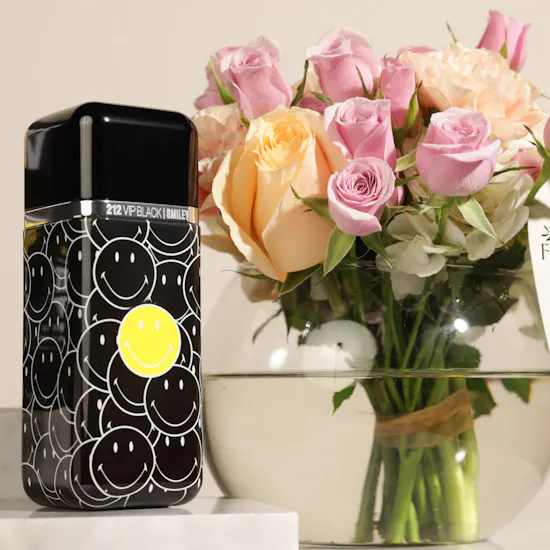 Carolina Herrera 212 VIP Black Smiley EDP for Men | Pastel Purity Flower Vase
