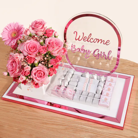 Floward Welcome Baby Girl Chocolate Tray | Flowers