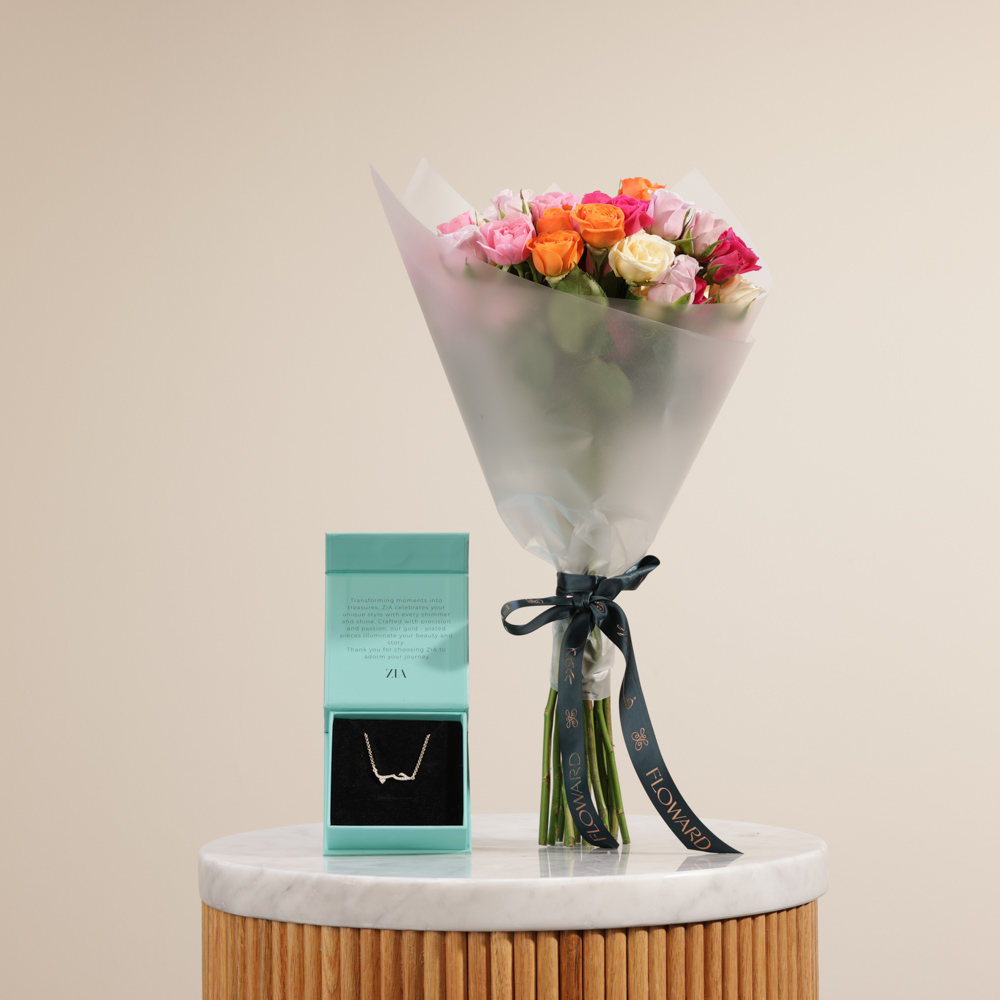 Zia Love Gold Plated Necklace | Stunning Baby Roses