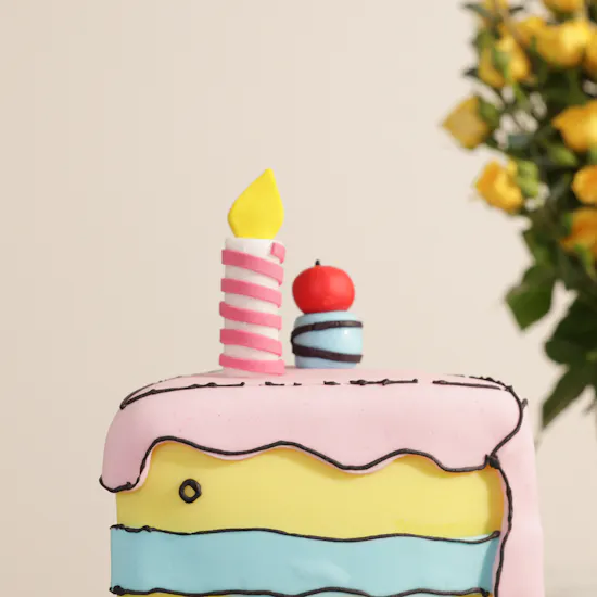 Floward Birthday Slice Comic Cake | Beautiful Memory Flower Vase