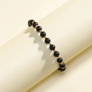 Izmirian Elegant Beaded Gold and Onyx Men's Bracelet