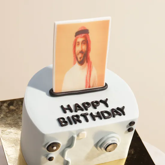 كيك الكاميرا الزرقاء المخصصة بالصورة من فلاورد
