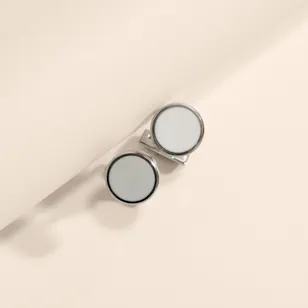 S.T. Dupont Palladium White Lacquer Round Cufflinks S.T. Dupont Palladium White Lacquer Round Cufflinks
