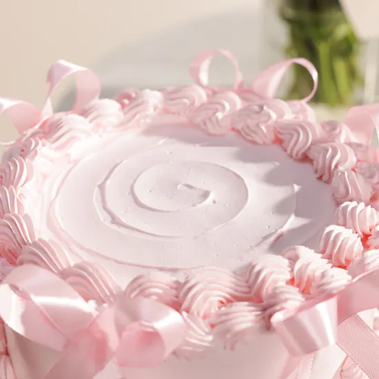 December Cake Pink Ribbon Cake | Bright Flowers and Balloon