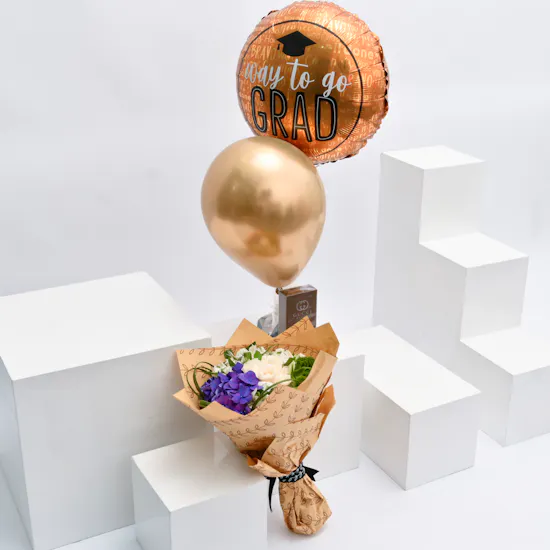 Gucci Guilty Absolute with Blooms Bouquet & Graduation Balloons