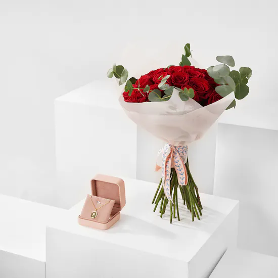 Gold Plated Letter F Necklace | Roses