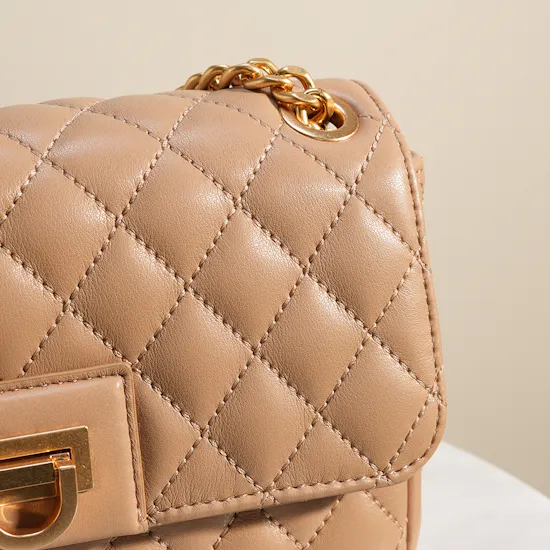 Dkny Taupe Finley Medium Flap Shoulder Bag