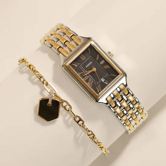 Fossil Raquel Two-Tone Women's Watch and Bracelet Set