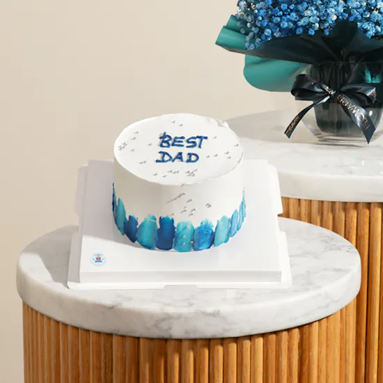 Sweet Sensation Best Dad Blue Palette Knife Cake | Delightful Flowers