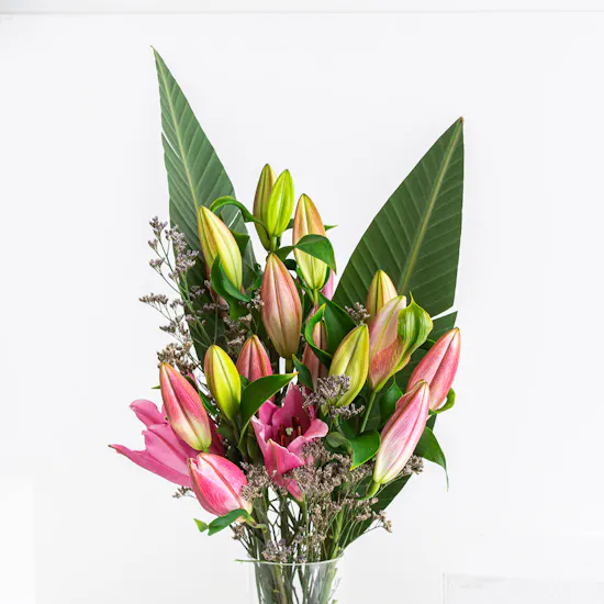 Pink Lilies | Glass Vase