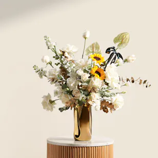 Sunlit Ivory Flowers Vase