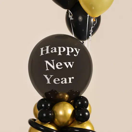 Balloonizer Happy New Year Gold and Black Balloon Set