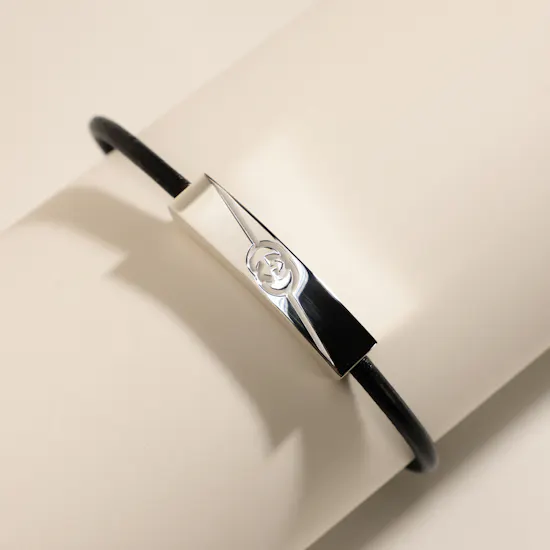 Gucci Interlocking Leather Men Bracelet