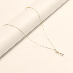 Siran by Iram Gold and Diamond Letter Alef Necklace