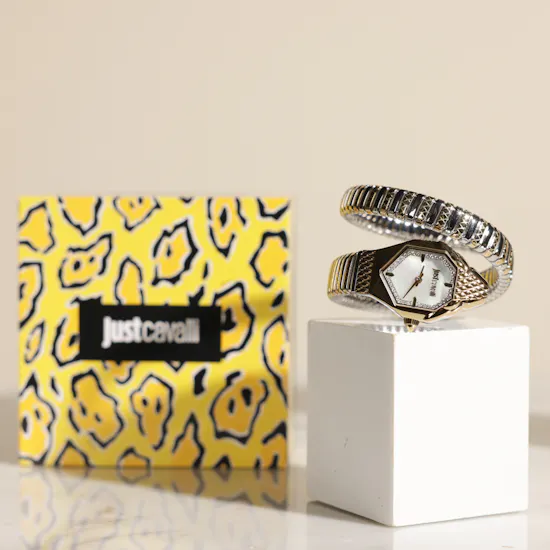 Just Cavalli Signature Snake Aria Ladies Fashion Watch | Soft Flower Bouquet