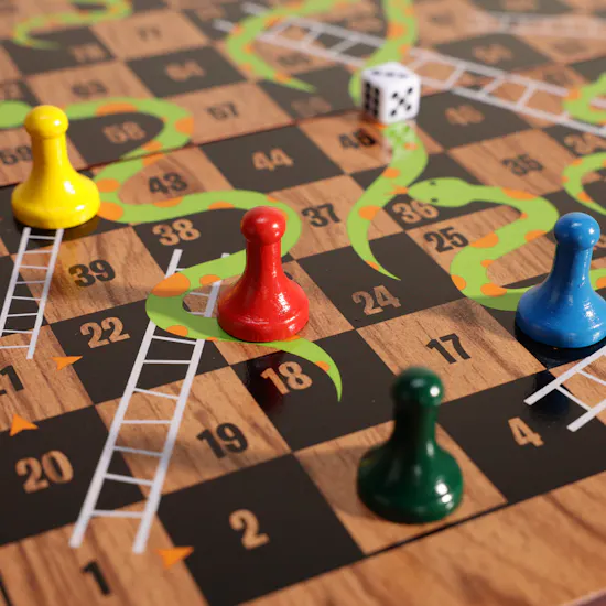 Merchant Ambassador Folding Wood Snakes and Ladders Set