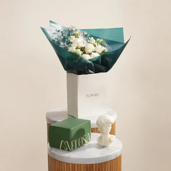 Melosa David White Candle | Refined Elegance Bouquet
