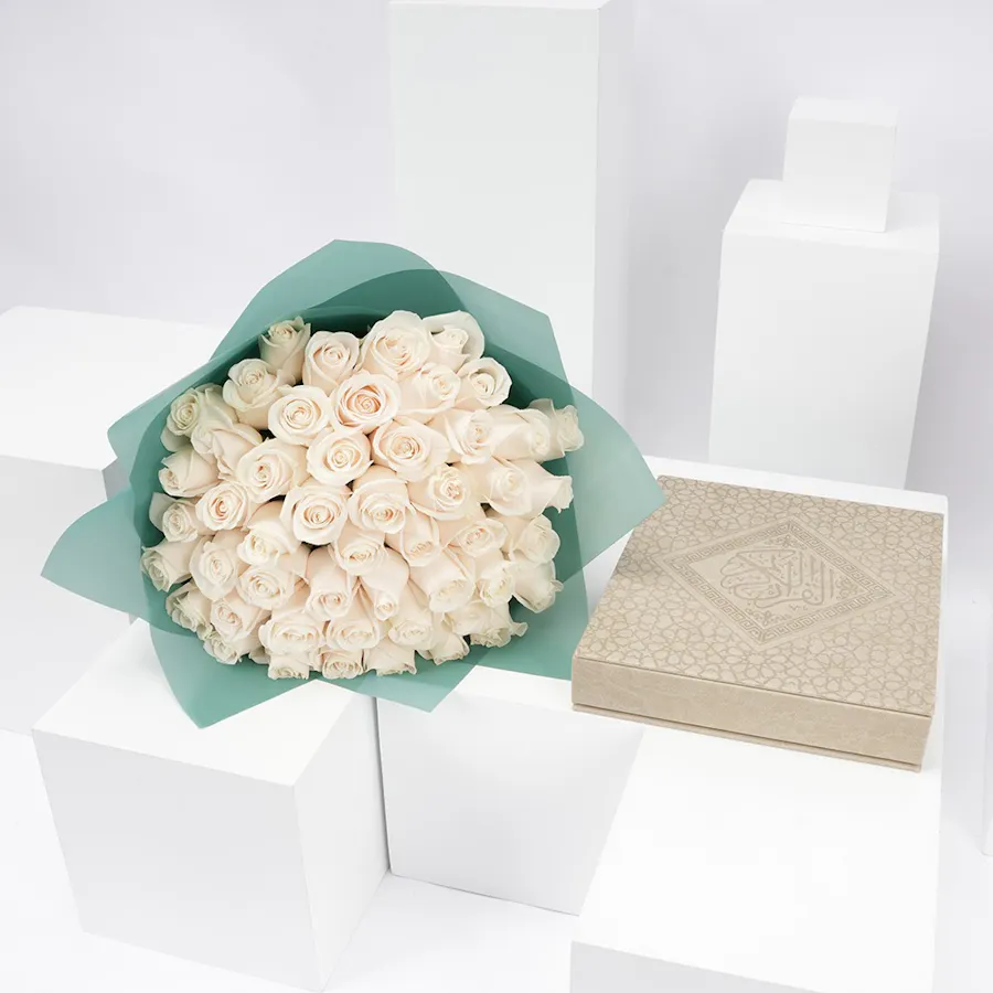 Floward Qur'an and Rosary Gift | White Roses 5