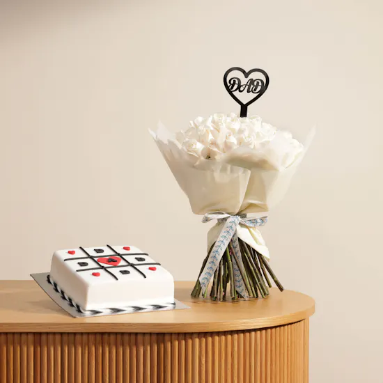 Floward Dad Chocolate Cake | White Roses