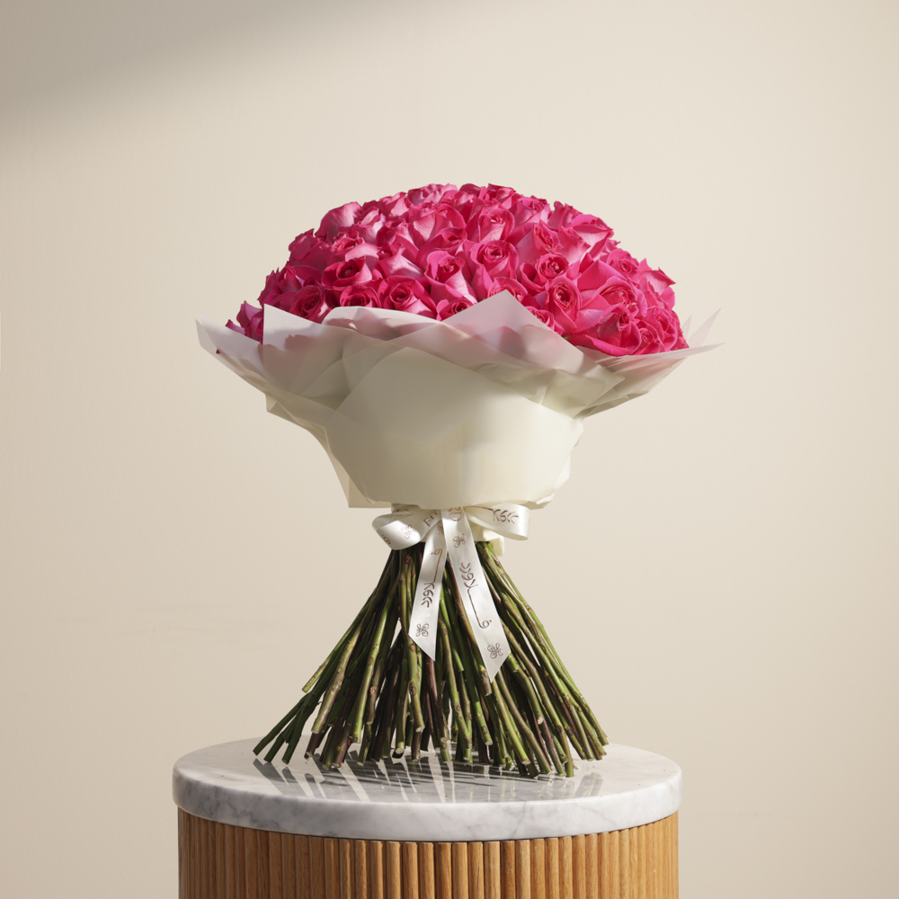 باقة 100 جوري فوشيا مبهرة