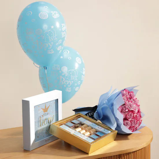 Bostani It's a Boy Chocolates Box | Purple Roses